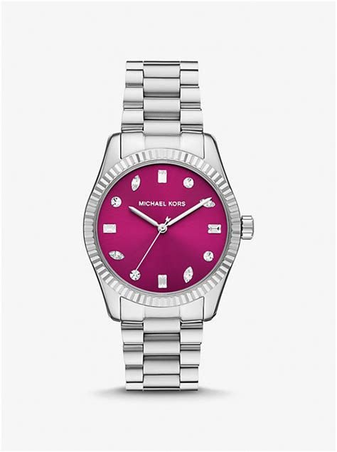 michael kors lexington pavé silver-tone watch|Lexington Pavé Silver.